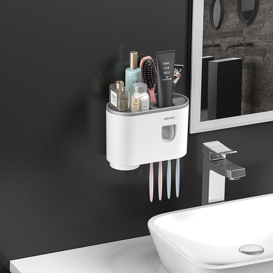 Integrated Multifunctional Toothbrush Rack With Toothpaste Squeezing Device ShopWithASmile7.com