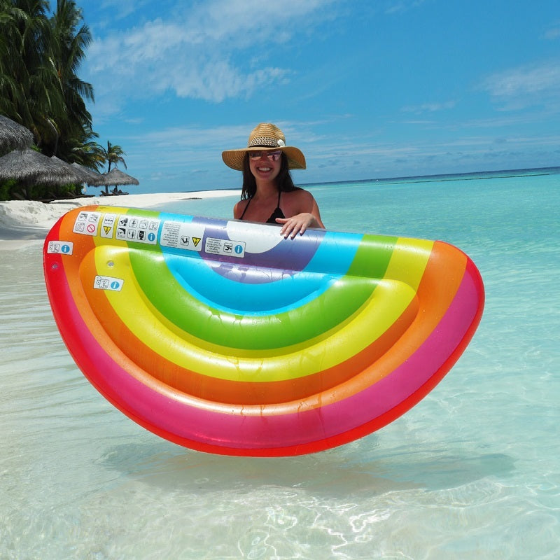 Cartoon rainbow inflatable floating exhaust cushion bed