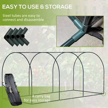 Outsunny 9' X 4' Crop Cage, Plant Protection Tent With Three Zippered Doors, Storage Bag And 6 Groun