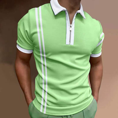 European And American New Men's Casual Short-sleeved Digital Printing Slim Pullover Men's Polo Shirt