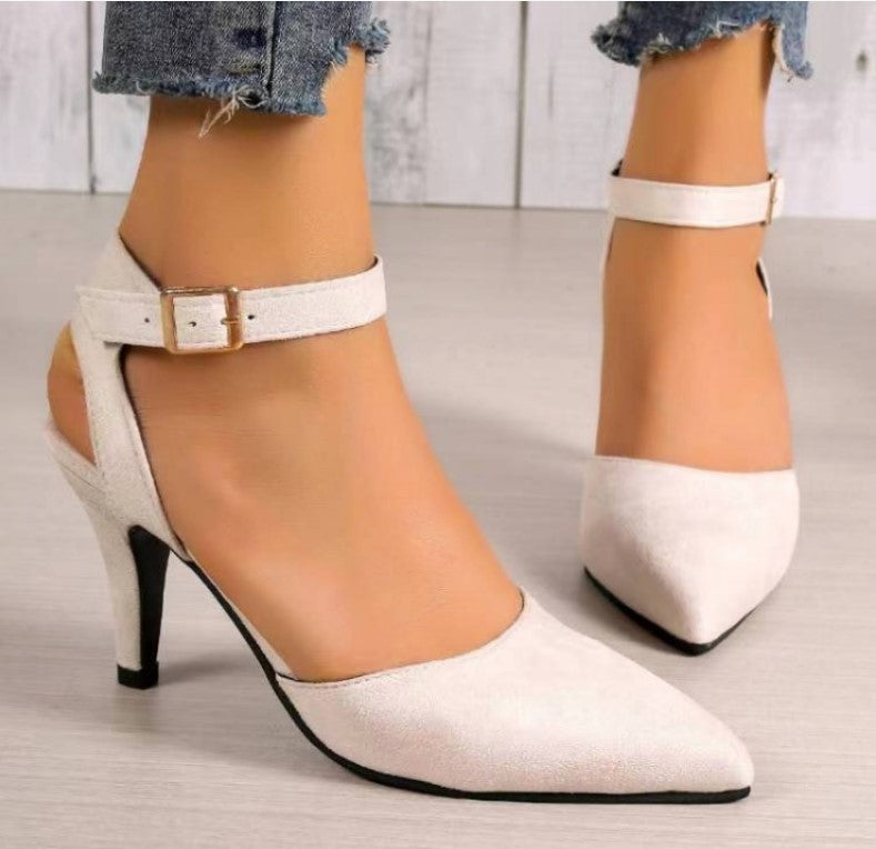 Pointed-toe Square Buckle Shoes High Heels Fashion ShopWithASmile7.com
