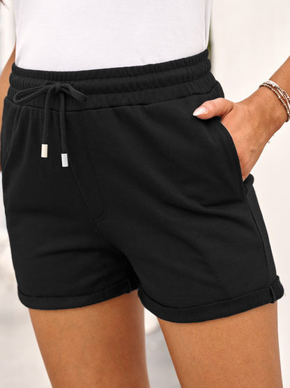 Summer Solid Color Loose Casual Elastic Bandage Straight-leg Pants