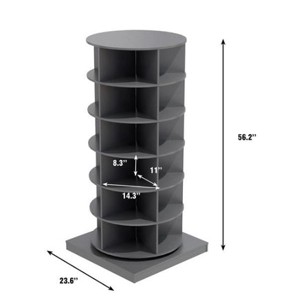 Grey 360 Rotating Shoe Cabinet 6 Layers