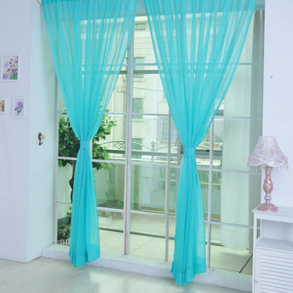 Solid Color Glass Mesh Curtains Transparent Color Ready-made Curtain Punch-free ShopWithASmile7.com