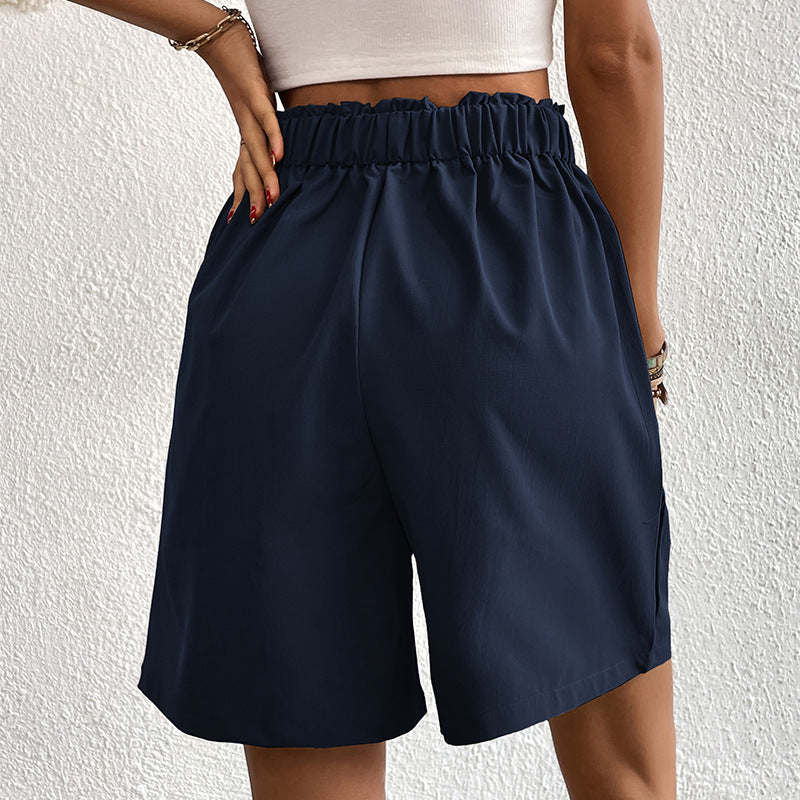Loose European And American Leisure Women's High Waist Wide Leg Shorts