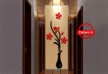 Creative vase acrylic 3D wall sticker ShopWithASmile7.com