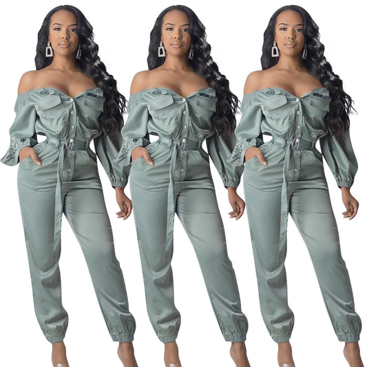 Women's Streetwear Sexy Off Shoulder Jumpsuit ShopWithASmile7.com