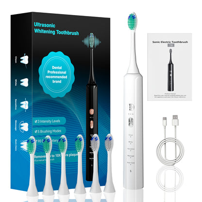 Aquasonic Black Series Ultra Whitening Toothbrush   ADA Approved Electric Toothbrush    8 Brush Heads    Travel Case   40.000 VPM Electric Motor    Wireless Charging  4 Modes With Smart Timer