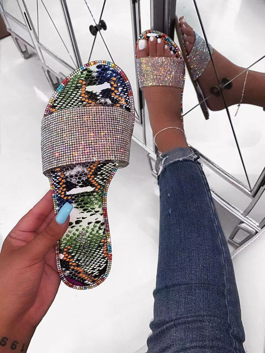 Women's Sandals with Diamond Slippers