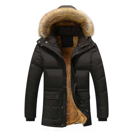 Autumn and winter youth casual long-sleeved men's winter clothing plus velvet cotton jacket Korean version of the jacket cotton clothes