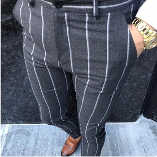 European and American Men's Business Striped Casual Pants