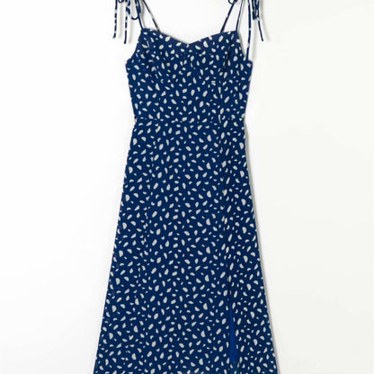 Women's Fashion Vintage Floral Print High Waist Dress