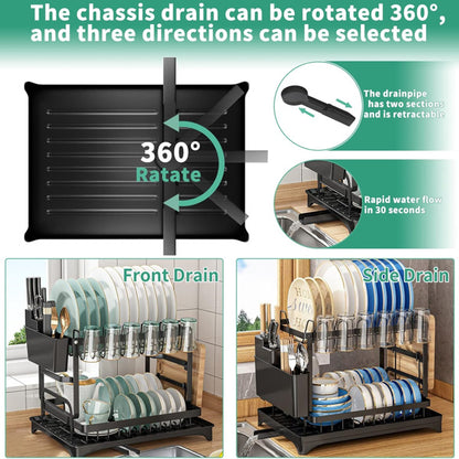 2nd Floor Large Kitchen Counter With Utensil Drying Rack, Equipped With Drainage Board, Prohibited From Sale On Temu Platform, Not Shipped On Weekends ShopWithASmile7.com