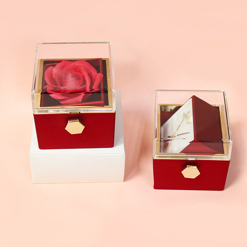 Rotating Soap Flower Rose Gift Box Creative Rotating Rose Jewelry Packaging Box Valentine's Day Gift For Women ShopWithASmile7.com