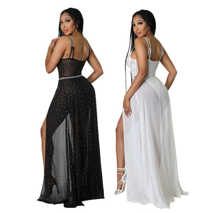 Sleeveless Jumpsuit Skirt Two-piece Set