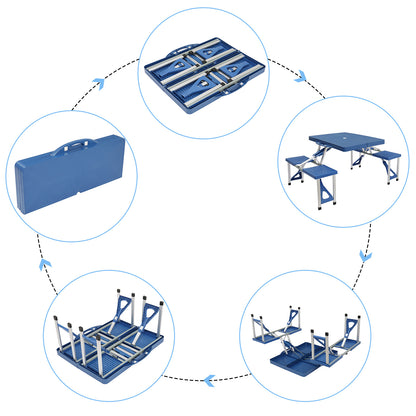 135.5x83x65.5cm Plastic Tables And Chairs 50kg Blue Camping Tables And Chairs