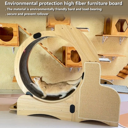 5-in-1 Cat Sports Running Wheel, Cats Wheel Wood Climbing Frame, Cat Litter Fitness Wheel, Oversized Roller Cat Indoor Activity Center,Large ShopWithASmile7.com