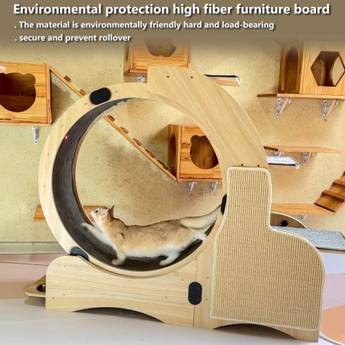 5-in-1 Cat Sports Running Wheel, Cats Wheel Wood Climbing Frame, Cat Litter Fitness Wheel, Oversized Roller Cat Indoor Activity Center,Large ShopWithASmile7.com