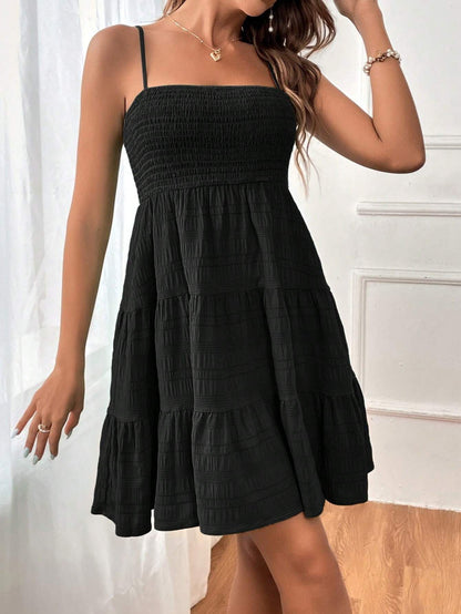 Strap Solid Color Texture Dress ShopWithASmile7.com