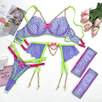 Underwear Set Mesh Comfortable Metal Four-piece Set