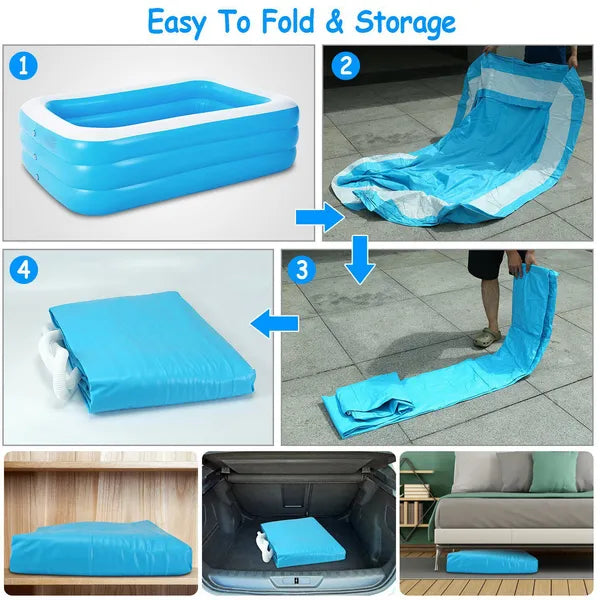 Inflatable Swimming Pools Family Swim Play Center Pool Blow Up Kiddie Pool For Family Inflatable Lounge Pool For Kids Baby Adult Inflatable Water Ball Pool