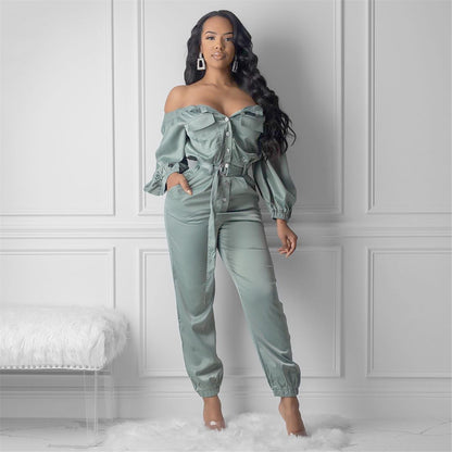 Women's Streetwear Sexy Off Shoulder Jumpsuit ShopWithASmile7.com