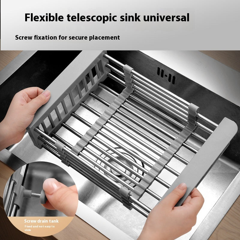 Kitchen Dish Rack Stainless Steel Retractable