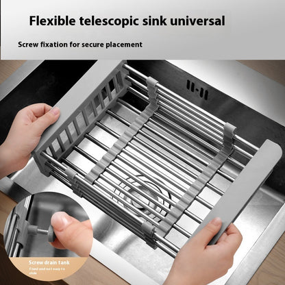 Kitchen Dish Rack Stainless Steel Retractable