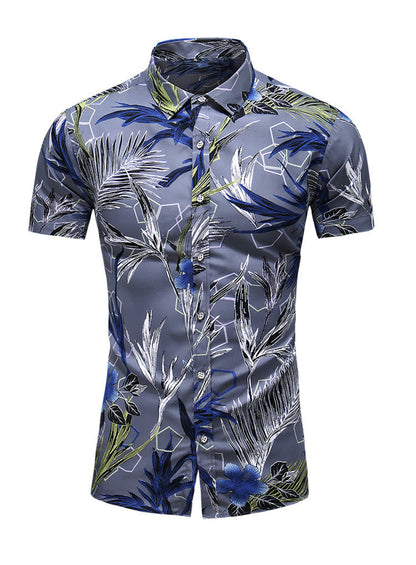 Men's Plus Size Printed Short-Sleeved Shirt