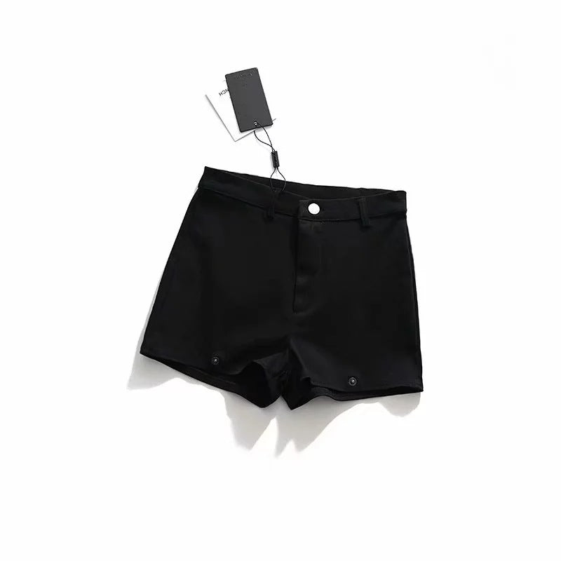 Women's High-Waisted Slim Fit Hip Shorts – European & American Fashion, Cotton Blend, Stretchy & Comfortable