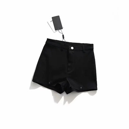 Women's High-Waisted Slim Fit Hip Shorts – European & American Fashion, Cotton Blend, Stretchy & Comfortable