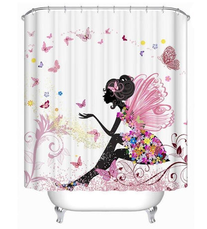 Art Design Graffiti Art Hip Hop African Girl with Black Hair Big Earring with Modern Building Shower Curtain for Bathroom Decor ShopWithASmile7.com