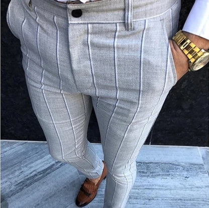 European and American Men's Business Striped Casual Pants