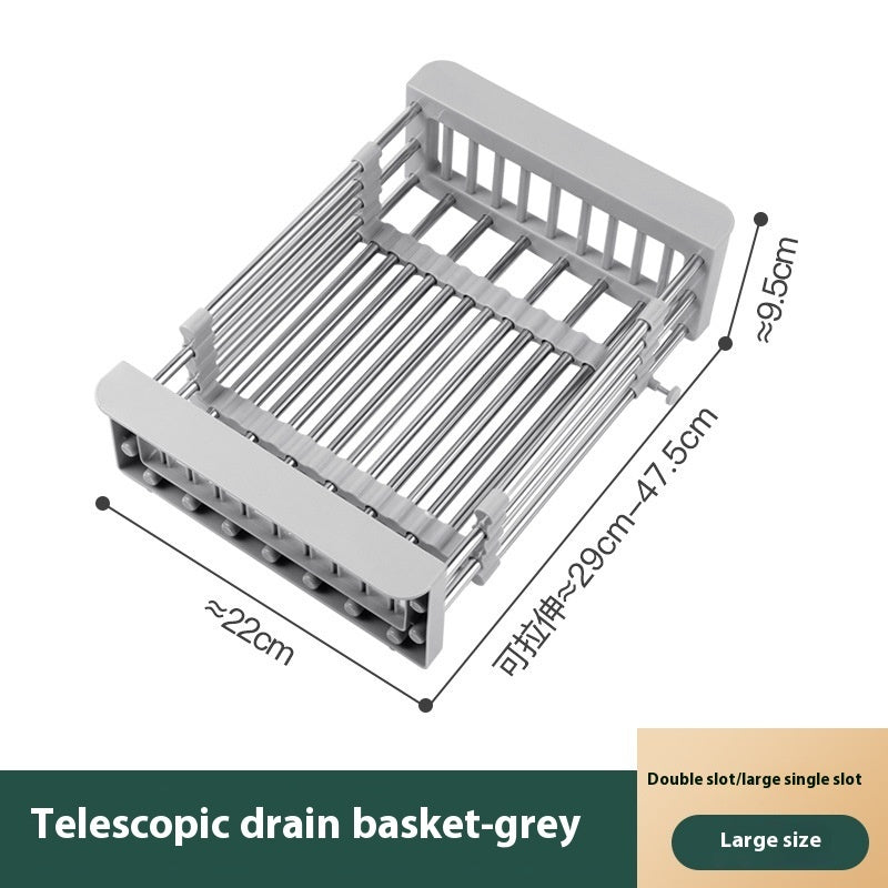 Kitchen Dish Rack Stainless Steel Retractable