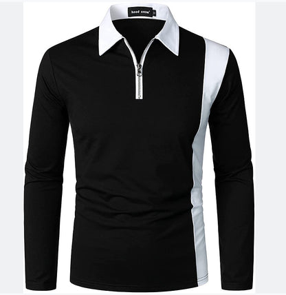 Color-blocking Fashion With Men's Lapel Long Sleeves