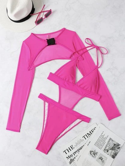 Hot Three Piece Mesh Swimsuit Bikini