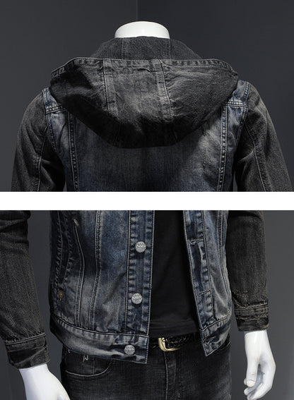Men's Fashion Casual Slim-fit Hood Denim Jacket