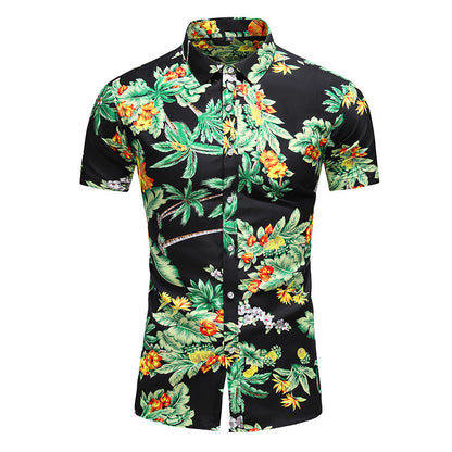 Men's Plus Size Printed Short-Sleeved Shirt