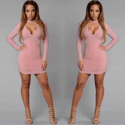 Long Sleeve Irregular Edge Sexy Slim Hip Dress