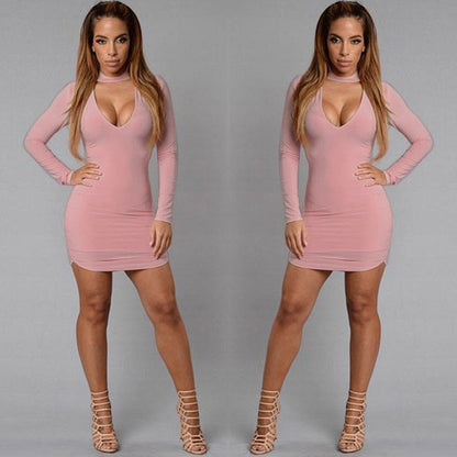 Long Sleeve Irregular Edge Sexy Slim Hip Dress