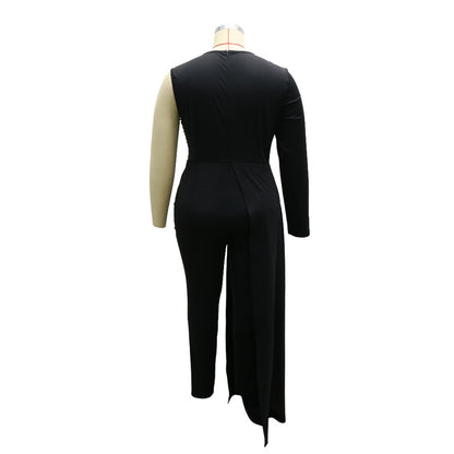 V-neck Sequin Covered Hip Plus Size Jumpsuit ShopWithASmile7.com