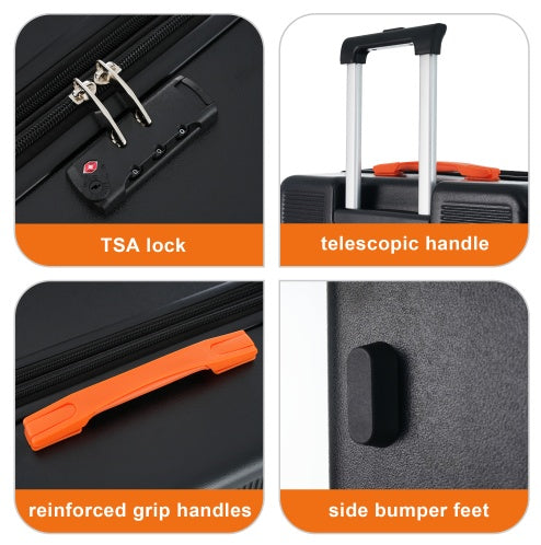Contrast Color 3 Piece Luggage Set Hardside Spinner Suitcase With TSA Lock 20  24  28 Available