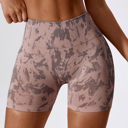 European And American Digital Printing Seamless Yoga Shorts ShopWithASmile7.com