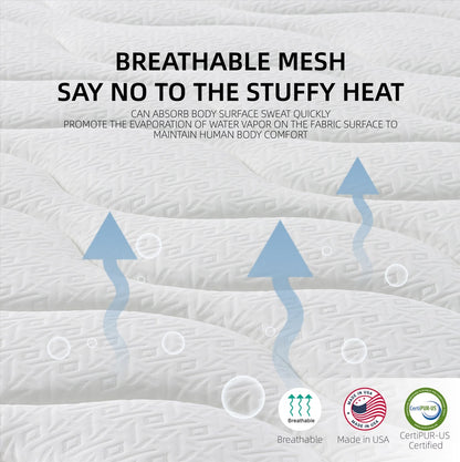 Full Size Mattress,10 Inch Hybrid Mattress In A Box With Gel Memory Foam,Individually Wrapped Pocket Coils Innerspring For Breathable And Durable Support, CertiPUR-US Certified