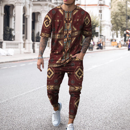 Fashion Sports Men Casual Short-sleeved T-shirt Trousers Suit