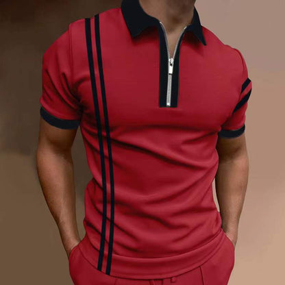 European And American New Men's Casual Short-sleeved Digital Printing Slim Pullover Men's Polo Shirt