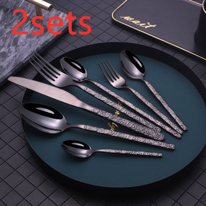 Embossed Textured Handle Steak Cutlery Western Cutlery ShopWithASmile7.com