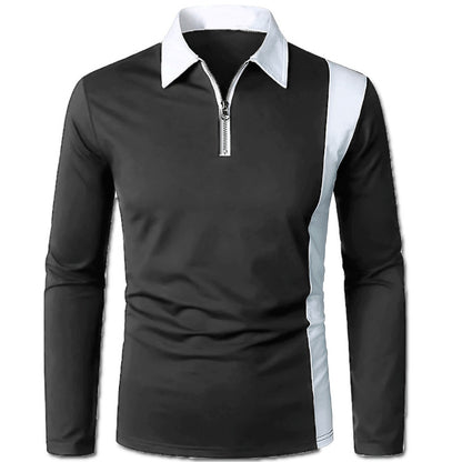 Color-blocking Fashion With Men's Lapel Long Sleeves