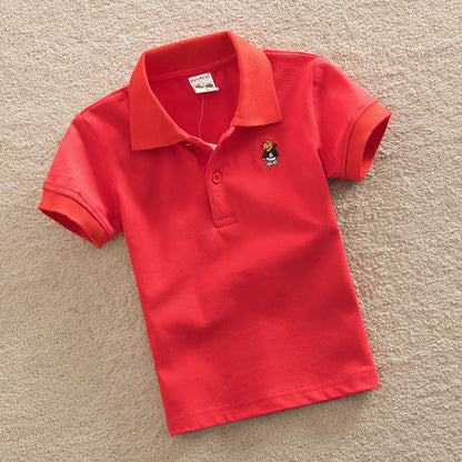 Short-sleeved T-shirt Middle And Big Children's Summer Polo Shirt Performance School Uniform ShopWithASmile7.com