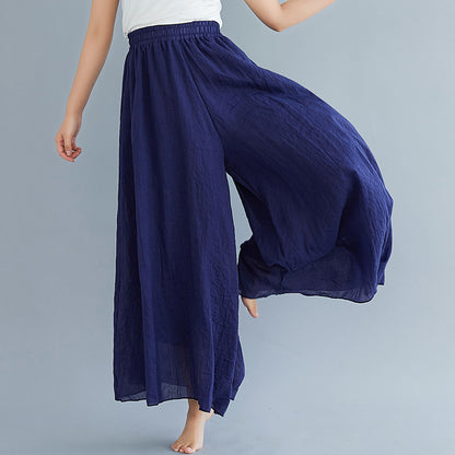 Elegant A-line Elastic Waist Big Trousers Wide Leg Culottes Trendy